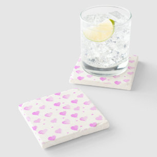 Dessous-de-verre En Pierre Coeurs et Pois Motif rose
