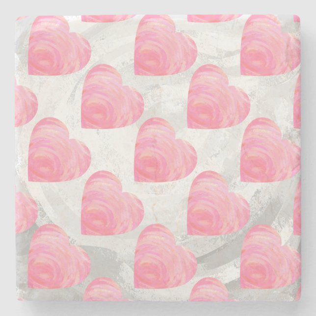 Dessous-de-verre En Pierre Coeurs roses (Devant)