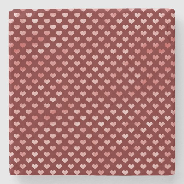 Dessous-de-verre En Pierre Coeurs rouges roses Ombre (Devant)