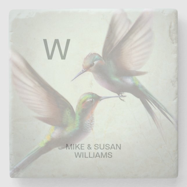 Dessous-de-verre En Pierre Colibri Ajouter un nom de monogramme (Devant)