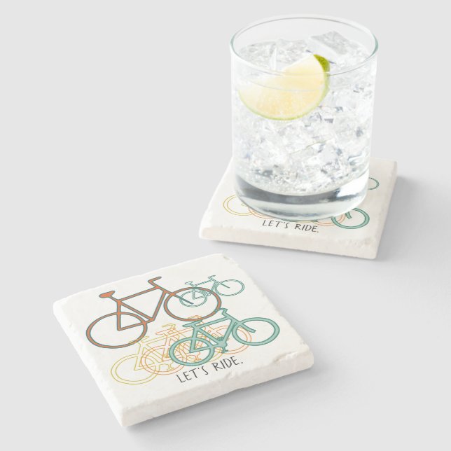 Dessous-de-verre En Pierre Collage de bicyclettes Ride (Côté)