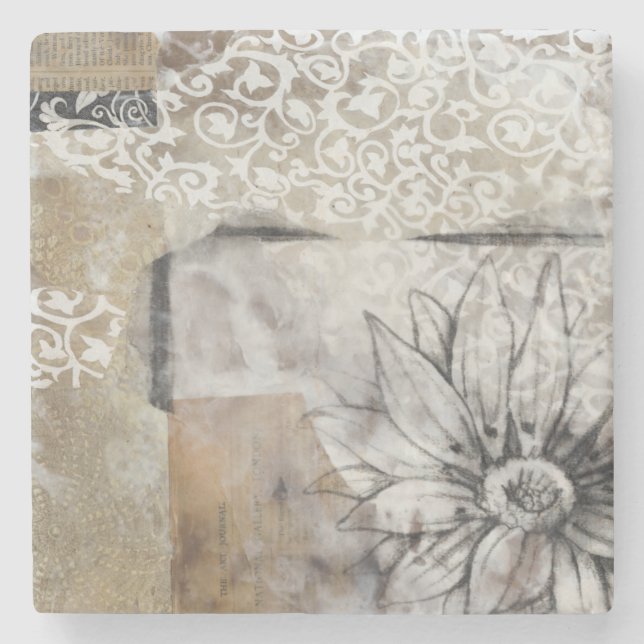 Dessous-de-verre En Pierre Collage Fleur II (Devant)