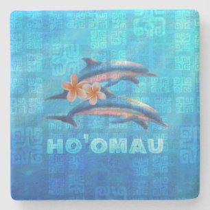 Dessous-de-verre En Pierre Collage primitif des dauphins hawaïens HO’OMAU