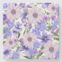 Coloré Pastel Cute Lavender Daisies Fern Motif