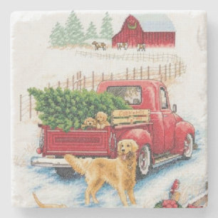 Dessous-de-verre En Pierre Coming home with a Christmas Tree Needlepoint