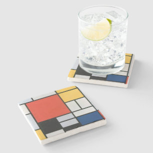 Dessous-de-verre En Pierre Composition Abstraite Vintage par Piet Mondrian