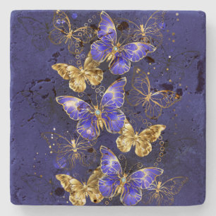 Dessous-de-verre En Pierre Composition avec papillons Sapphire