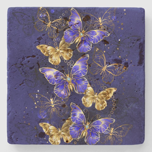 Dessous-de-verre En Pierre Composition avec papillons Sapphire (Devant)