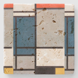 Dessous-de-verre En Pierre Composition monochrome avec rouge, bleu, noir, jau