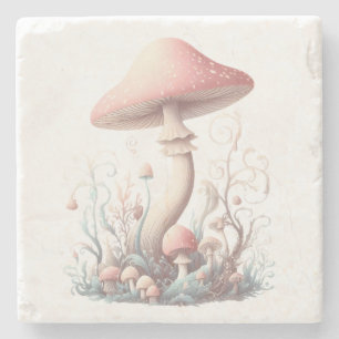 Dessous-de-verre En Pierre Conception de champignons pastel rétro aux couleur