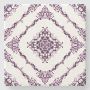 Dessous-de-verre En Pierre Conception de diamant fractal violet inspirée par
