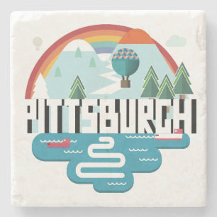Dessous-de-verre En Pierre Conception de Pittsburgh, paysage urbain de la