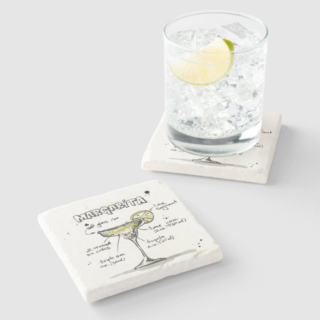 Dessous-de-verre En Pierre Conception de recette de boissons de margarita (Côté)