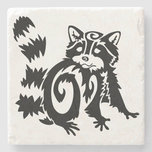 Dessous-de-verre En Pierre Conception du Raccoon tribal Woodland (Devant)