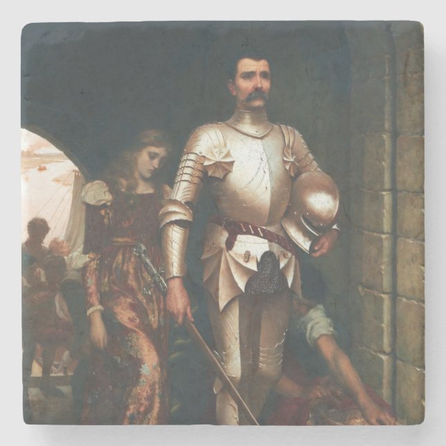 Dessous-de-verre En Pierre Conquête (Chevalier Médiéval Triumphant) (Devant)