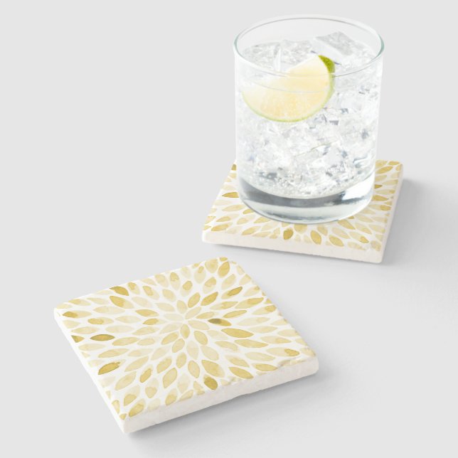Dessous-de-verre En Pierre Contours de brosse jaune aquarelle (Côté)