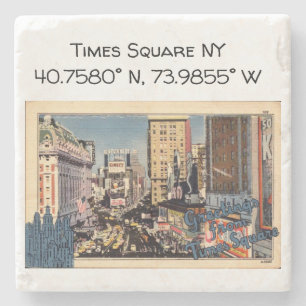 Dessous-de-verre En Pierre Coordonnées de la carte NY du Carré Times Style Vi