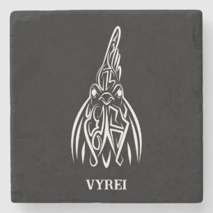 Dessous-de-verre En Pierre Coq tribal noir et blanc