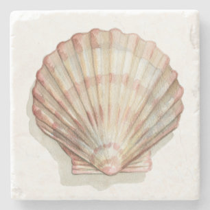 Dessous-de-verre En Pierre Coquillage rose et crème