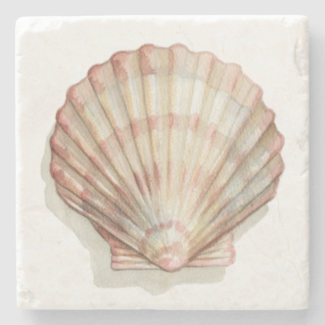 Dessous-de-verre En Pierre Coquillage rose et crème (Devant)