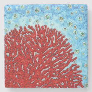 Dessous-de-verre En Pierre Corail rouge