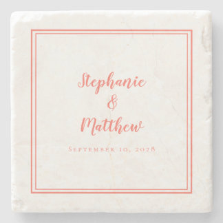 Dessous-de-verre En Pierre Coral Blanc Mariage mariée & chambre simple Élégan