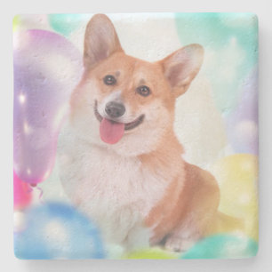 Dessous-de-verre En Pierre Corgi d'anniversaire