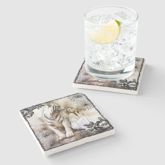 Dessous-de-verre En Pierre Costers de tigre (Côté)