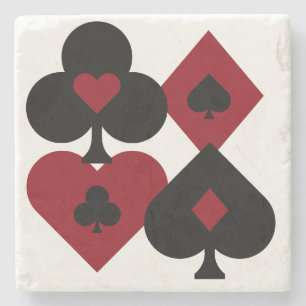 Dessous-de-verre En Pierre Costumes de plateau de cartes de poker rouge et no