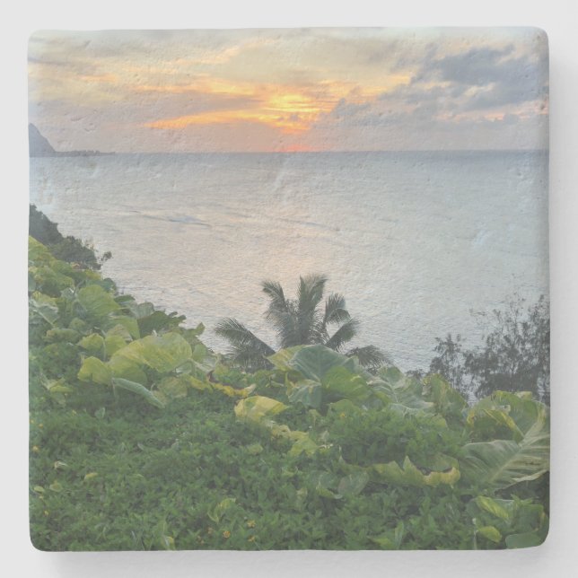 Dessous-de-verre En Pierre Coucher de soleil de Kauai (Devant)