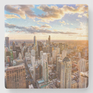 Dessous-de-verre En Pierre Coucher de soleil sur Chicago
