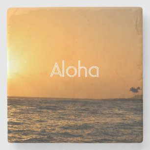 Dessous-de-verre En Pierre Coucher de soleil sur l'océan de la plage de Kauai