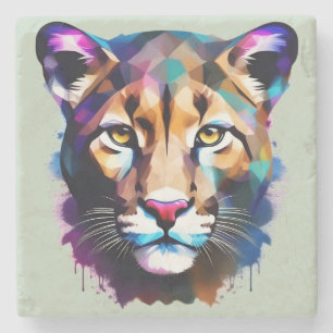 Dessous-de-verre En Pierre Cougar Colour Splash Art Abstrait,