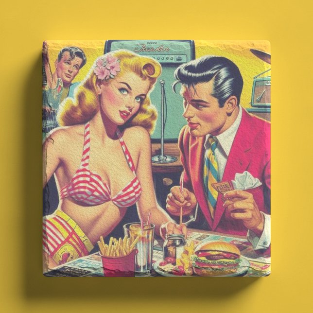 Dessous-de-verre En Pierre Coupé Rétro des Années 50 (Créateur téléchargé)