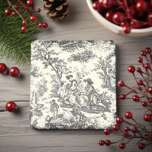 Dessous-de-verre En Pierre Couple romantique vintage noir blanc Toile de Jouy