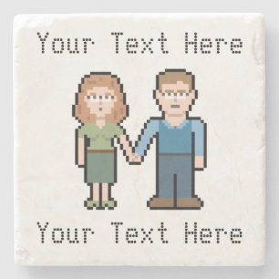 Dessous-de-verre En Pierre Couples nerd faits sur commande de pixel