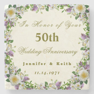 Dessous-de-verre En Pierre Couples personnalisés 50e anniversaire de Mariage
