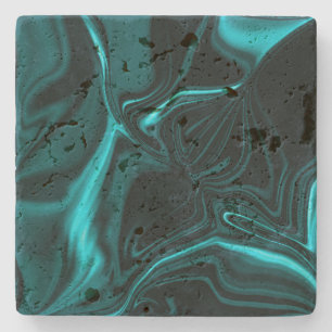 Dessous-de-verre En Pierre Courbes en bleu turquoise foncé, ciel profond ou c