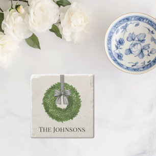 Dessous-de-verre En Pierre Couronne avec arc rayé noir et blanc