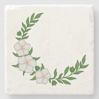 Dessous-de-verre En Pierre Couronne de fleurs blanches en forme de croissant