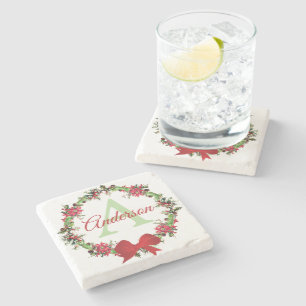 Dessous-de-verre En Pierre Couronne de Noël personnalisée 