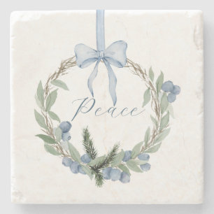 Dessous-de-verre En Pierre Couronne de Winterberry Bleue Aquarelle