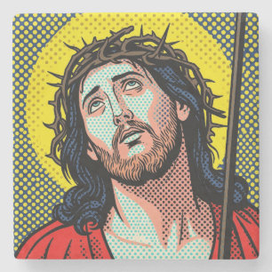 Dessous-de-verre En Pierre Couronne d'épines Pop Art Religieux Trame de simil