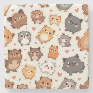 Dessous-de-verre En Pierre Coussin de l'amour du chiot