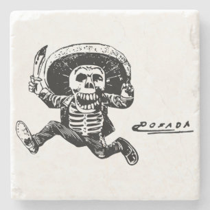 Dessous-de-verre En Pierre Couteau squelettique mexicain vintage de Posada