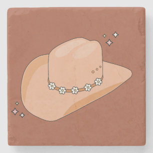 Dessous-de-verre En Pierre Cowboy Casquette rouille Terracotta