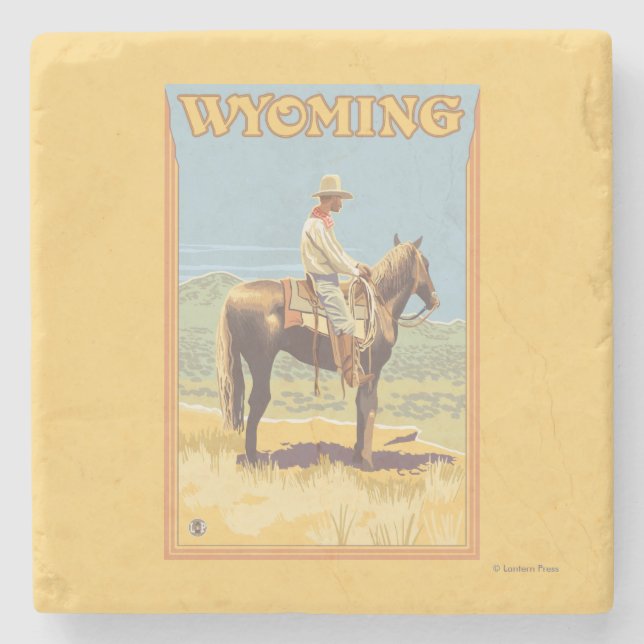 Dessous-de-verre En Pierre Cowboy (vue de côté) Wyoming (Devant)