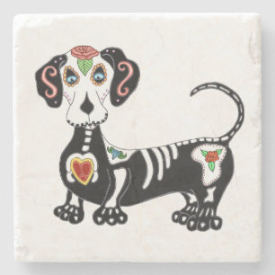 Dessous-de-verre En Pierre Crâne à sucre Dachshund