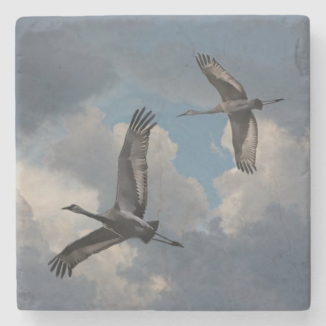 DESSOUS-DE-VERRE EN PIERRE CRANES DE SANDHILL (Devant)