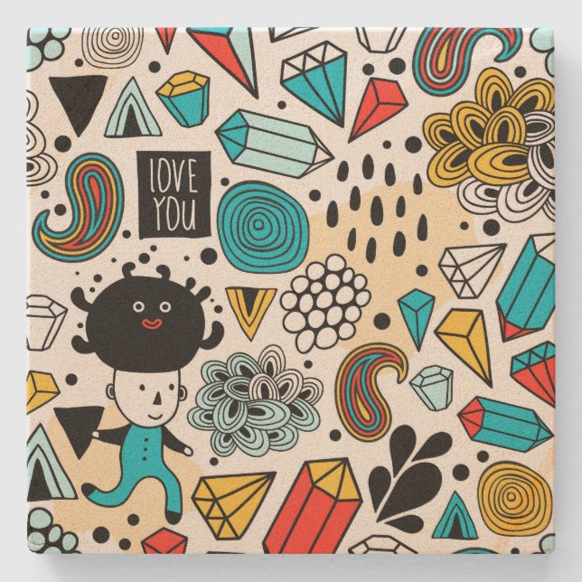 Dessous-de-verre En Pierre Crazy head (Devant)